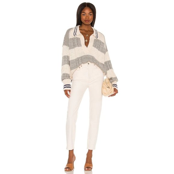 FREE PEOPLE Pembrook Oversize Sweater in Ivory Combo - Large NWT - Picture 5 of 5